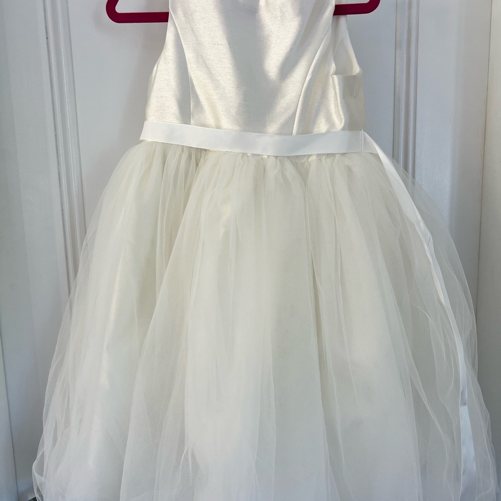 David’s Bridal flower girl dress in Tulle with ribbon